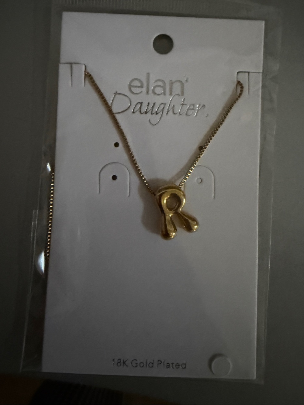 Elan Daughter 'R' Initial Pendant Necklace - Gold